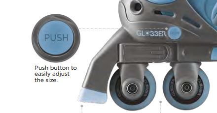 Globber Learning Inline Skates 2In1 For Kids: Size 29-32 - Ash Blue