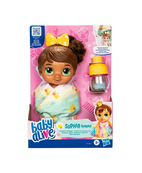 Baby Alive Shampoo Snuggle Sophia Sparkle Brown Hair Water Baby Doll