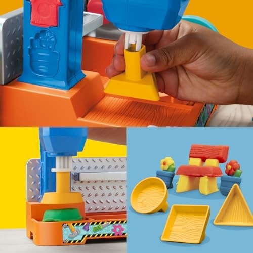 Play-Doh Stamp & Saw Tool Bench Playset, Construction Toys for Boys & Girls 3 Years & up, Kids Arts & Crafts