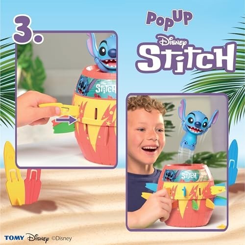 TOMY Disney Pop up Stitch Action Board Game Fun Family and Kids Game for Ages 4+ Preschool Children’s Game for Boys Girls and Adults