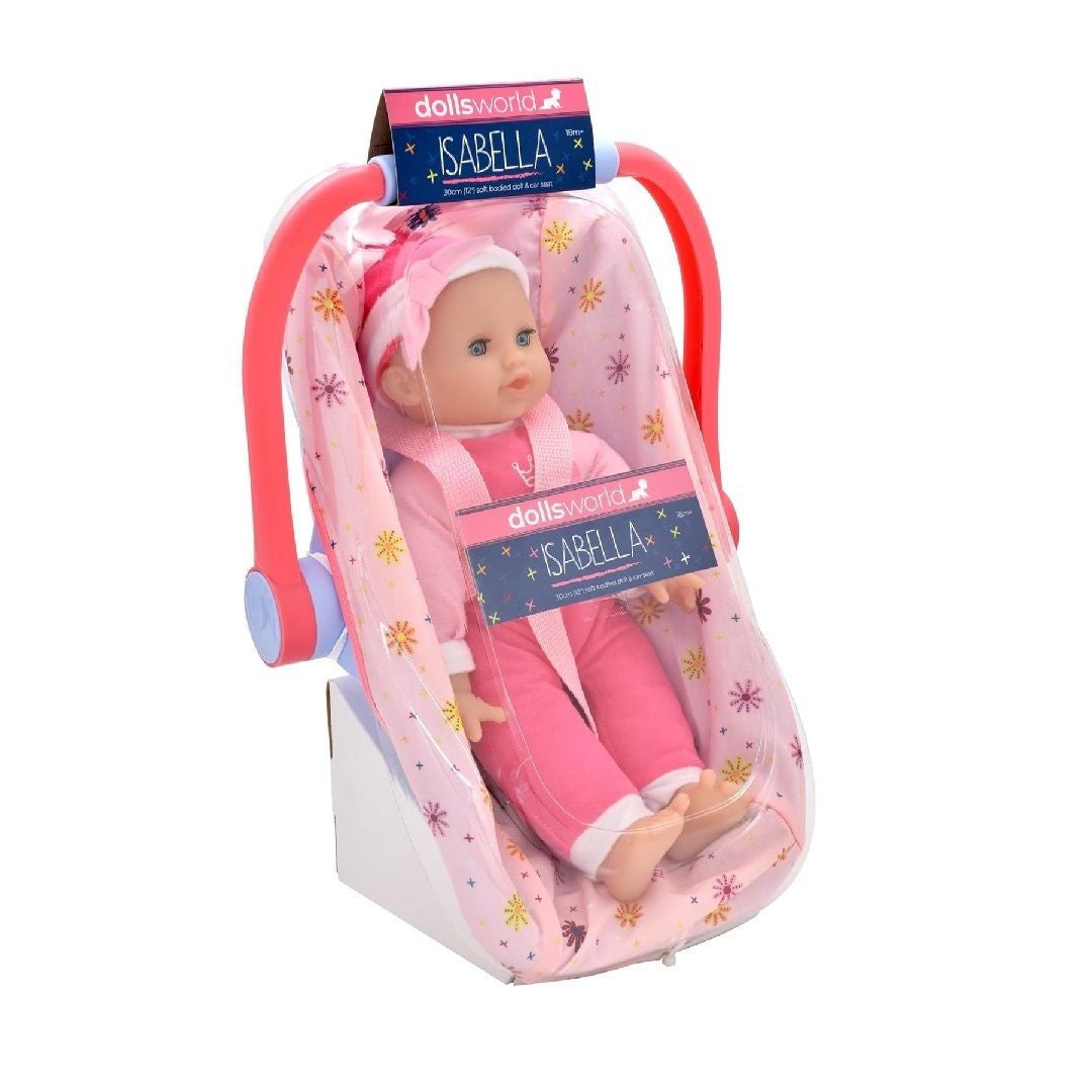 Dolls World Isabella Doll & Car Seat Set