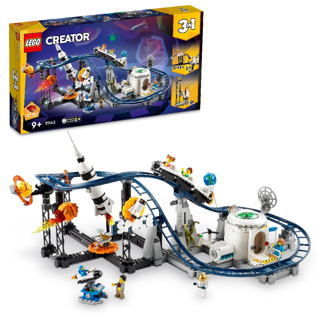 LEGO CREATOR 3-IN-1 SPACE ROLLER COASTER 31142 AGE: 9+