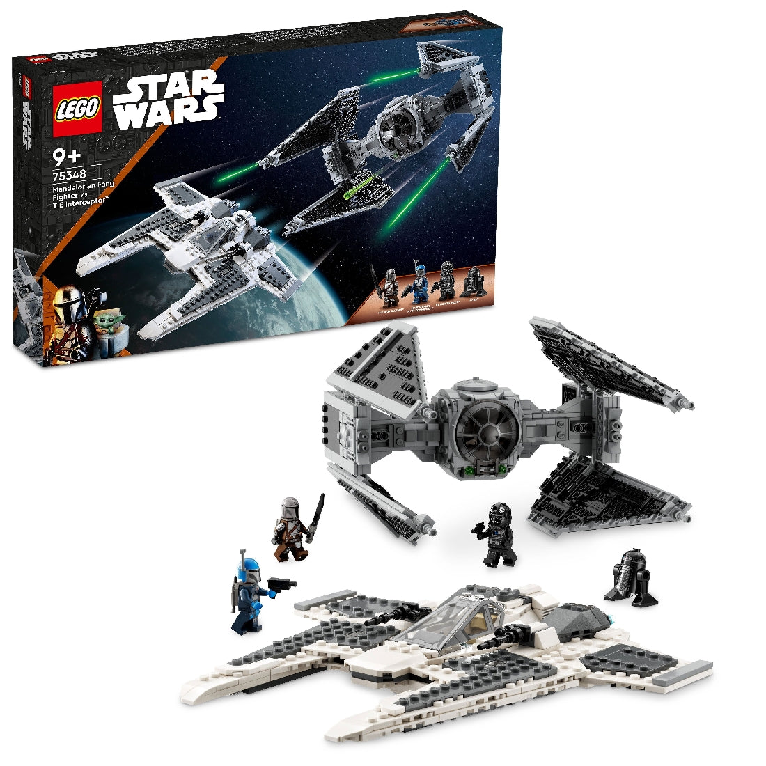 LEGO STAR WARS MANDOLORIAN FANG FIGHTER VS TIE INTERCEPTOR 75348 AGE: 9+