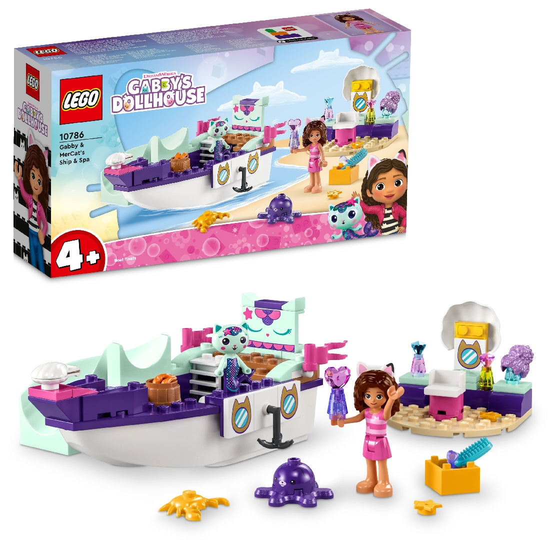 LEGO GABBY'S DOLLHOUSE GABBY & MERCAT'S SHIP & SPA 10786 AGE: 4+