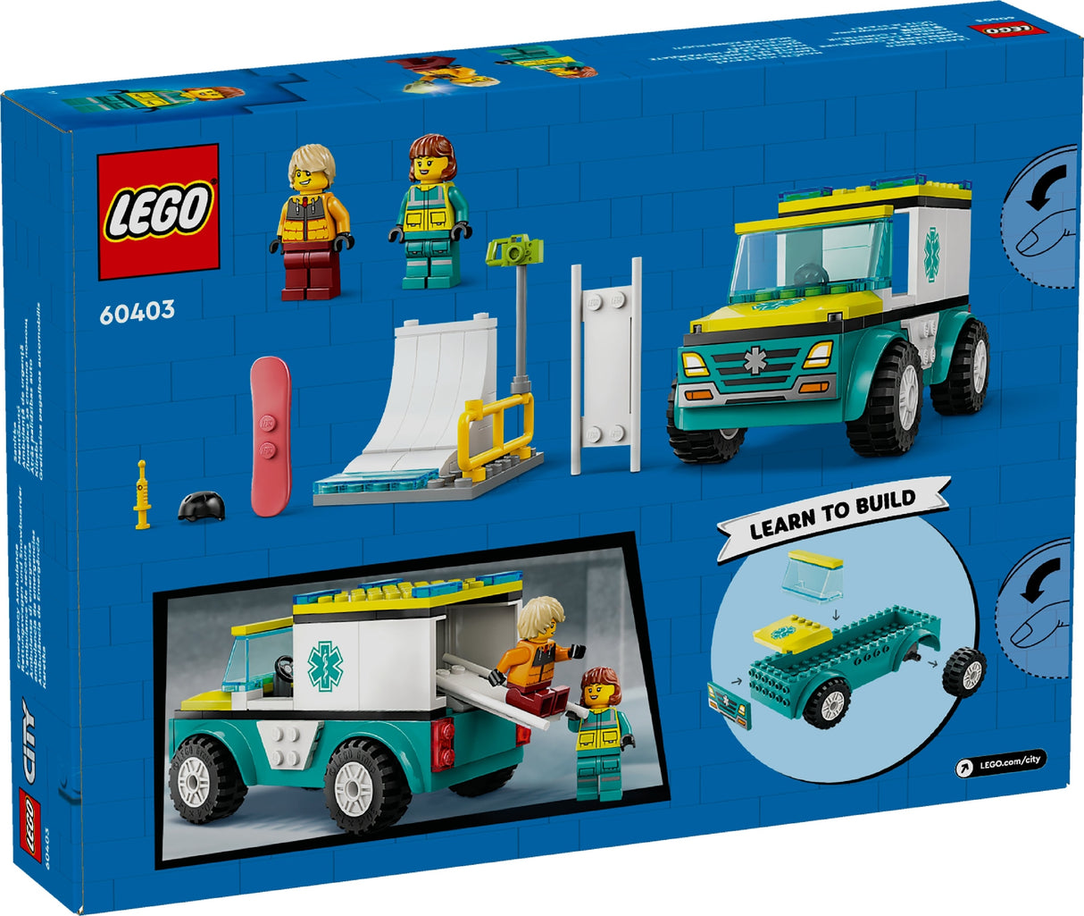 LEGO CITY EMERGENCY AMBULANCE AND SNOWBOARDER 60403 AGE: 4+