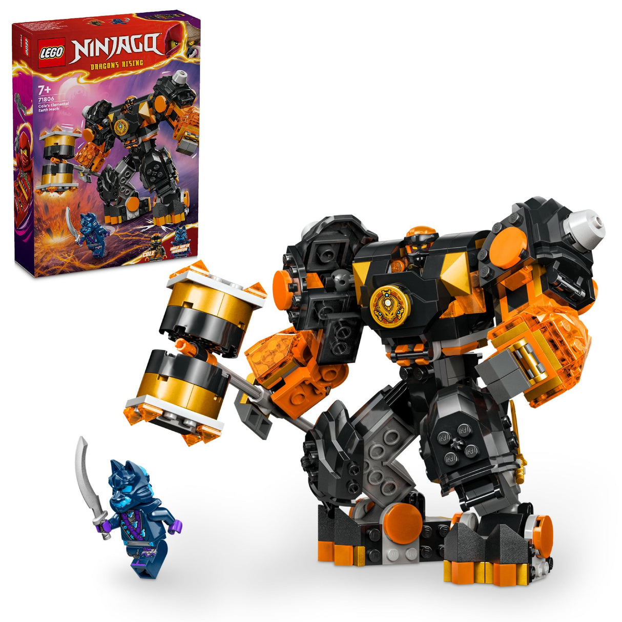 LEGO NINJAGO COLE'S ELEMENTAL EARTH MECH 71806 AGE: 7+ 2