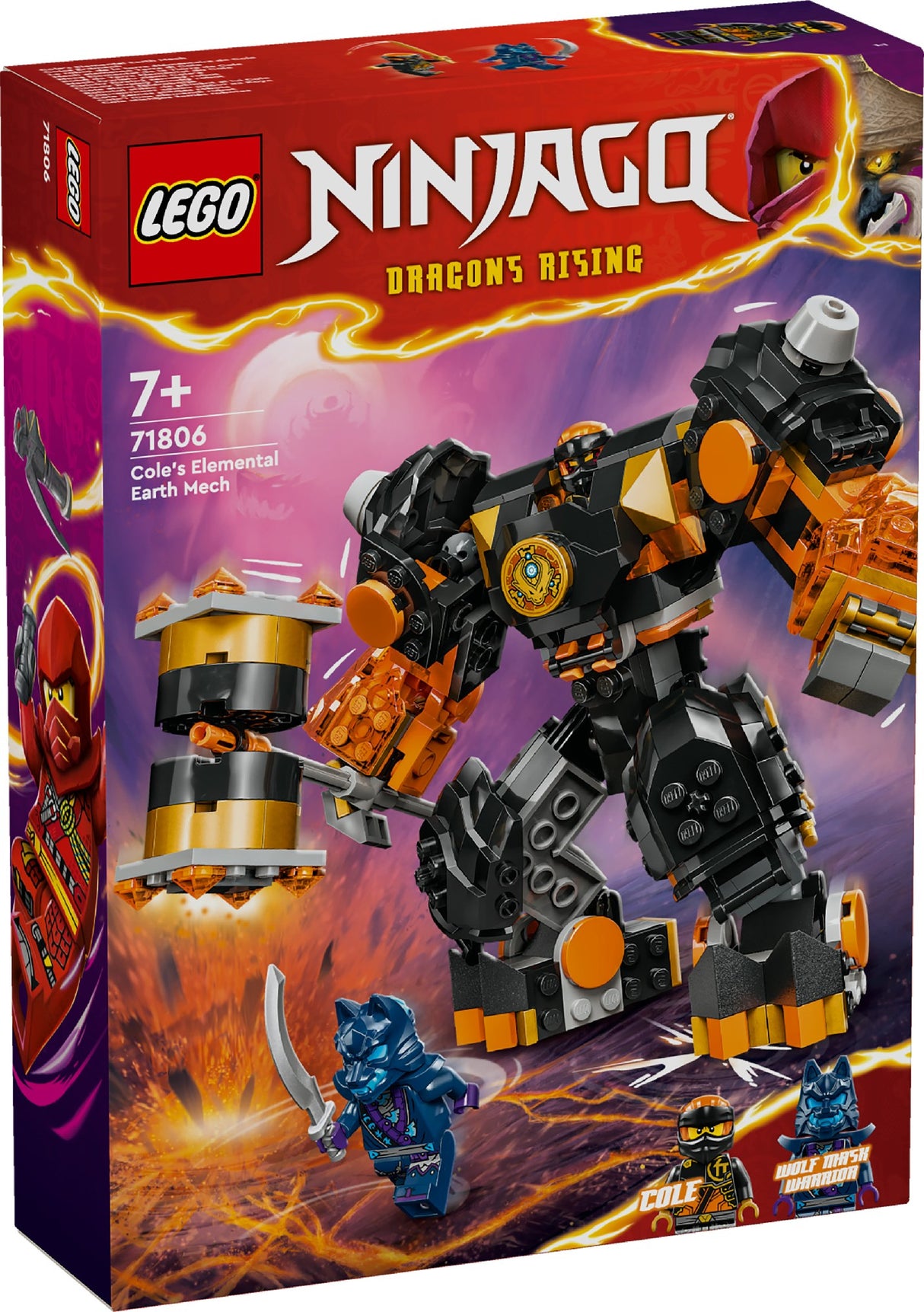 LEGO NINJAGO COLE'S ELEMENTAL EARTH MECH 71806 AGE: 7+ 2