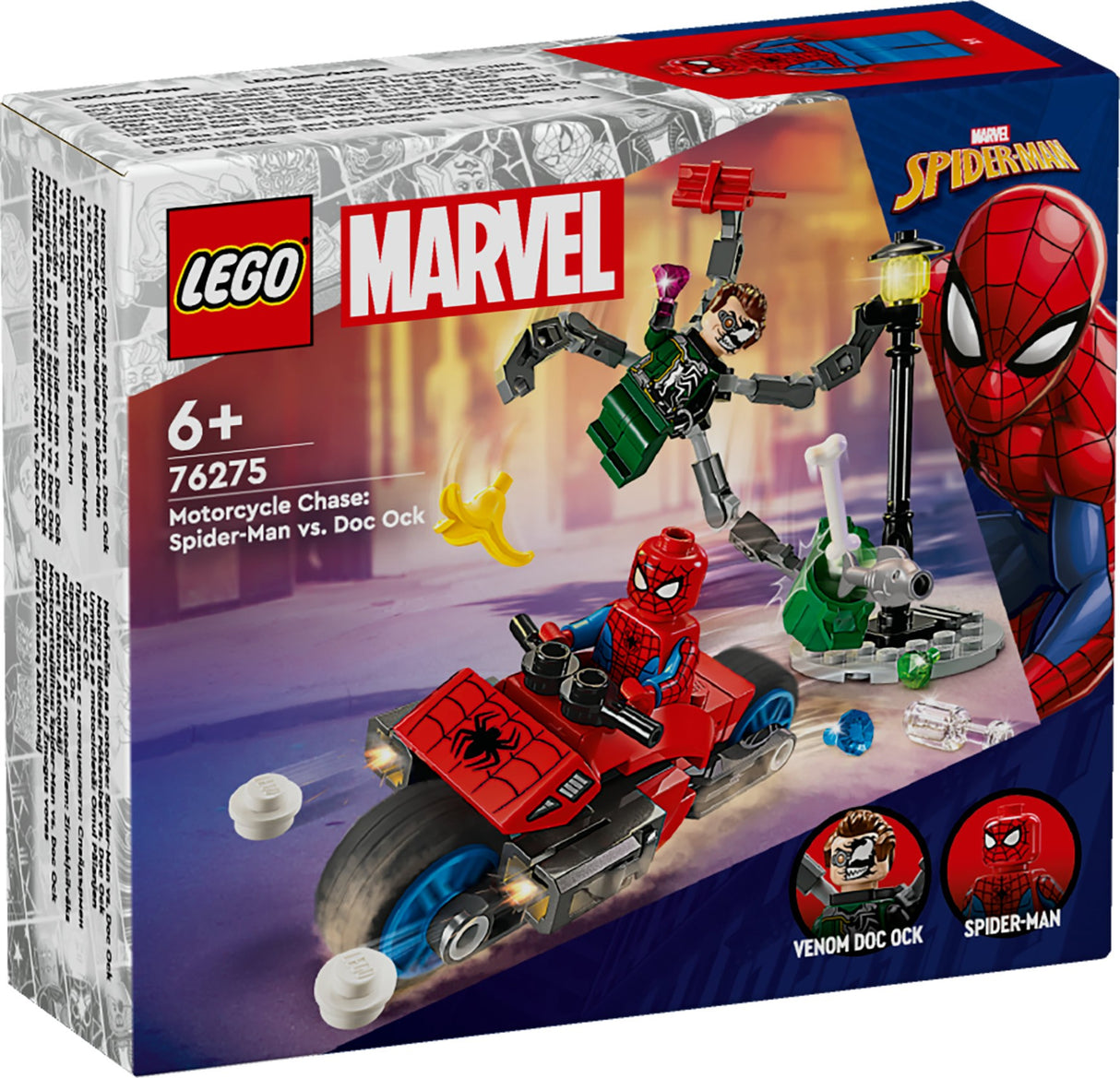 LEGO MARVEL MOTORCYCLE CHASE: SPIDER-MAN VS. DOC OCK 76275 AGE: 6+