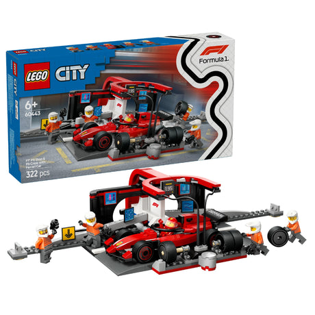 LEGO CITY F1 PIT STOP & PIT CREW WITH FERRARI CAR 60443 AGE: 6