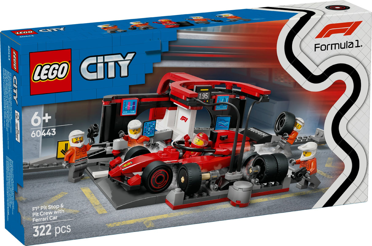 LEGO CITY F1 PIT STOP & PIT CREW WITH FERRARI CAR 60443 AGE: 6