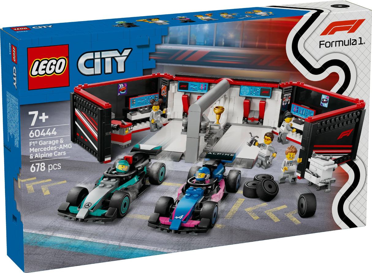 LEGO CITY F1 GARAGE & MERCEDES - AMG & ALPINE CARS 60444 AGE: 7+