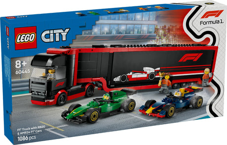 LEGO CITY F1 TRUCK WITH RB20 & AMR24 F1 CARS 60445 AGE: 7+