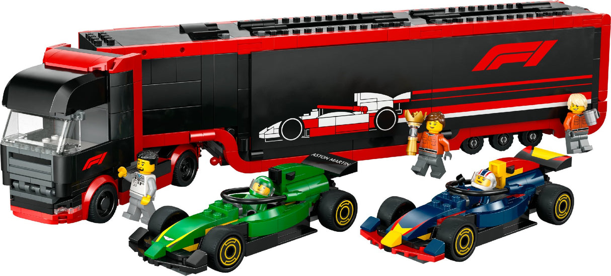 LEGO CITY F1 TRUCK WITH RB20 & AMR24 F1 CARS 60445 AGE: 7+