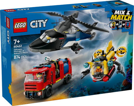 LEGO CITY HELICOPTER, FIRE TRUCK & SUBMARINE REMIX 60462 AGE: 7+