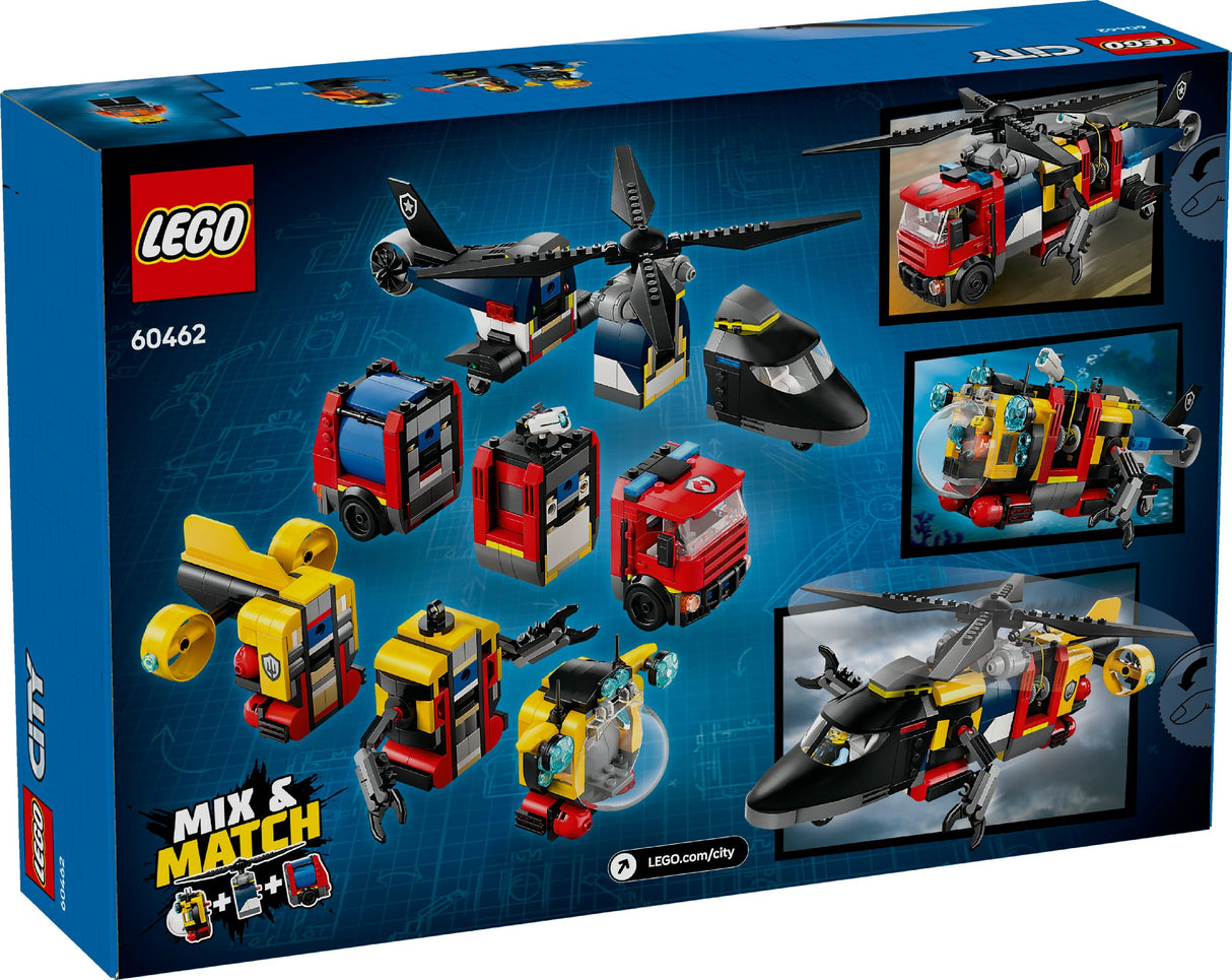 LEGO CITY HELICOPTER, FIRE TRUCK & SUBMARINE REMIX 60462 AGE: 7+