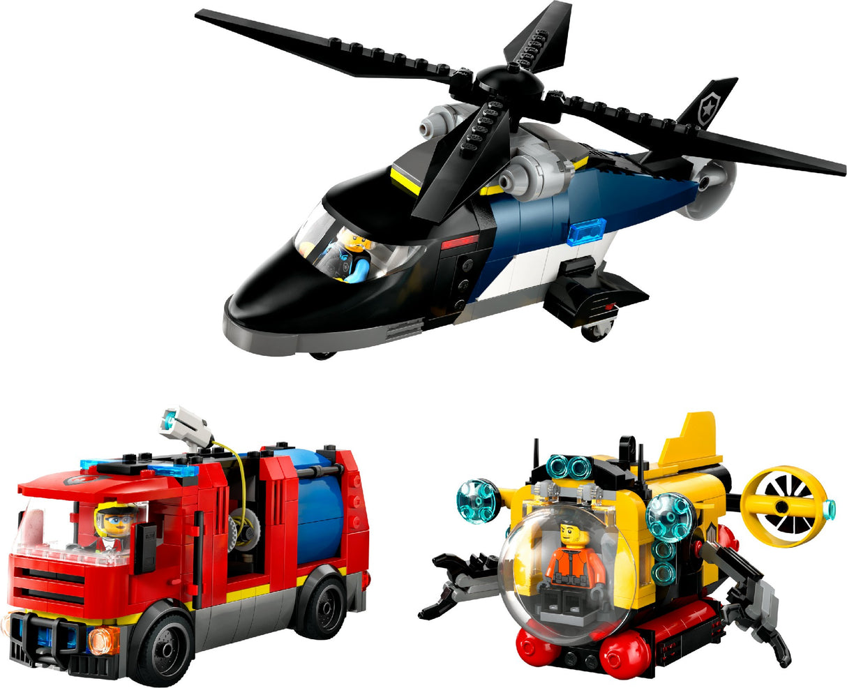 LEGO CITY HELICOPTER, FIRE TRUCK & SUBMARINE REMIX 60462 AGE: 7+