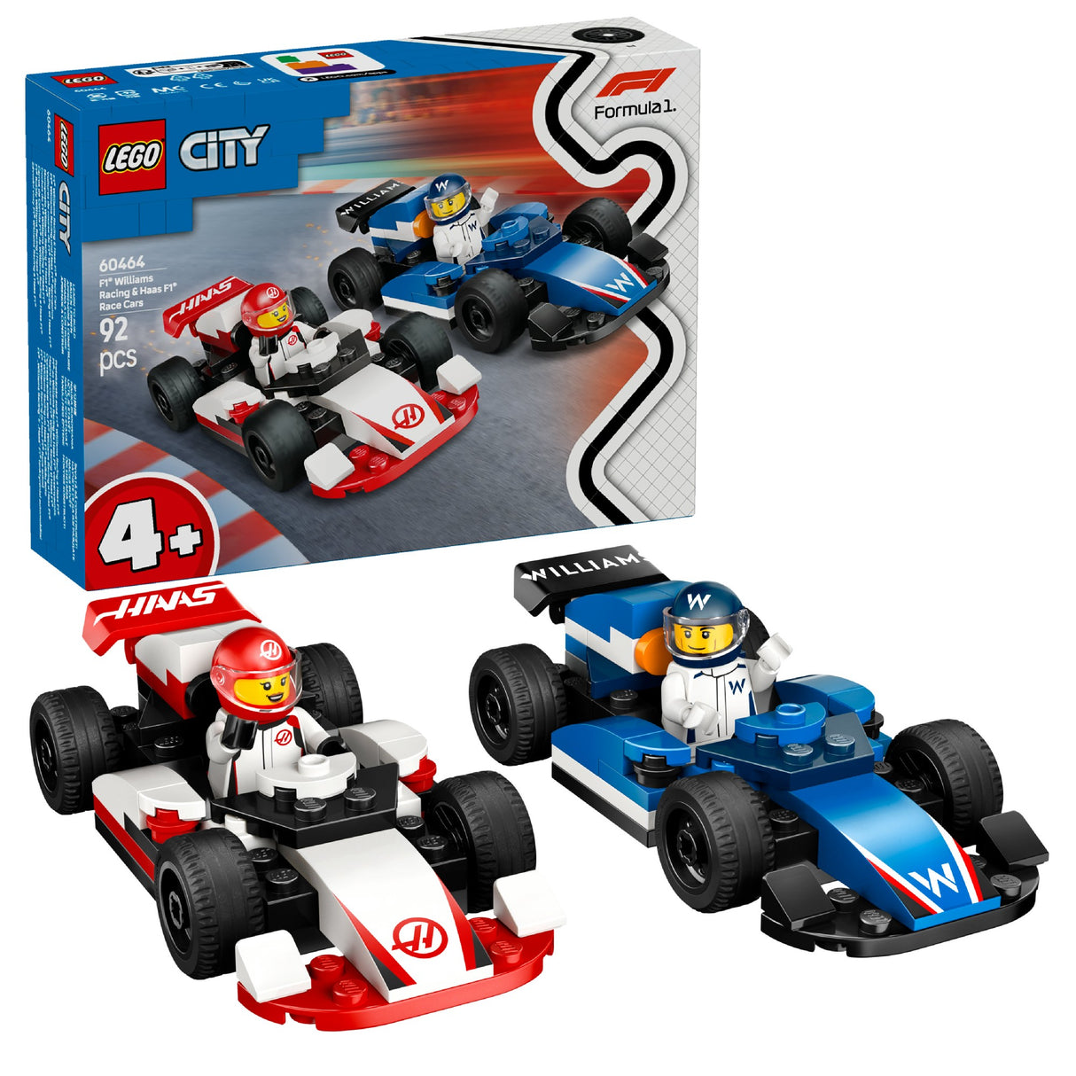 LEGO CITY F1 WILLIAMS RACING & HAAS F1 RACE CARS 60464 AGE: 4+