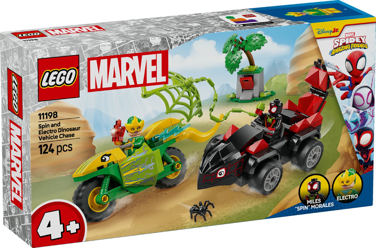 LEGO MARVEL SPIN AND ELECTRO DINOSAUR VEHICLE CHASE 11198 AGE: 4+