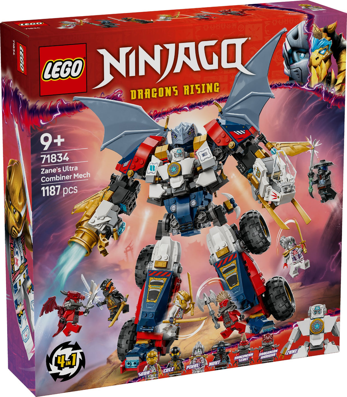 LEGO NINJAGO ZANE'S ULTRA COMBINER MECH 71834 AGE: 9+