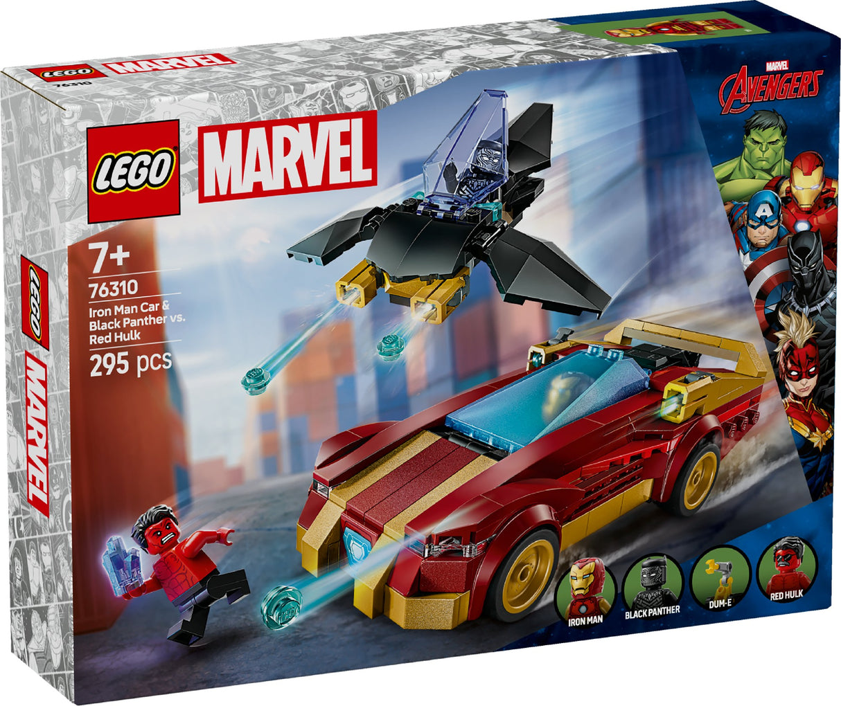 LEGO MARVEL IRON MAN CAR & BLACK PANTHER VS. RED HULK 76310 AGE: 7+