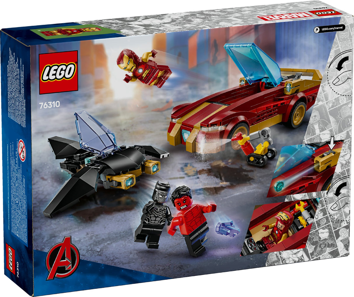 LEGO MARVEL IRON MAN CAR & BLACK PANTHER VS. RED HULK 76310 AGE: 7+