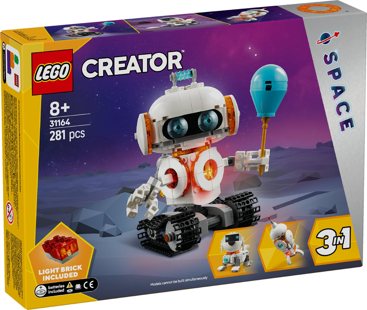 LEGO CREATOR 3-IN-1 SPACE ROBOT 31164 AGE: 8+