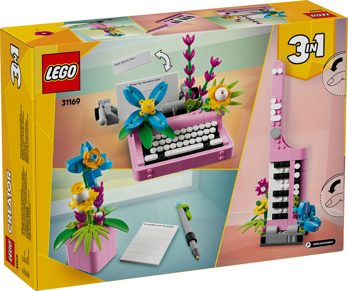 LEGO CREATOR 3-IN-1 TYPEWRITER WITH FLOWERS 31169 AGE:8+