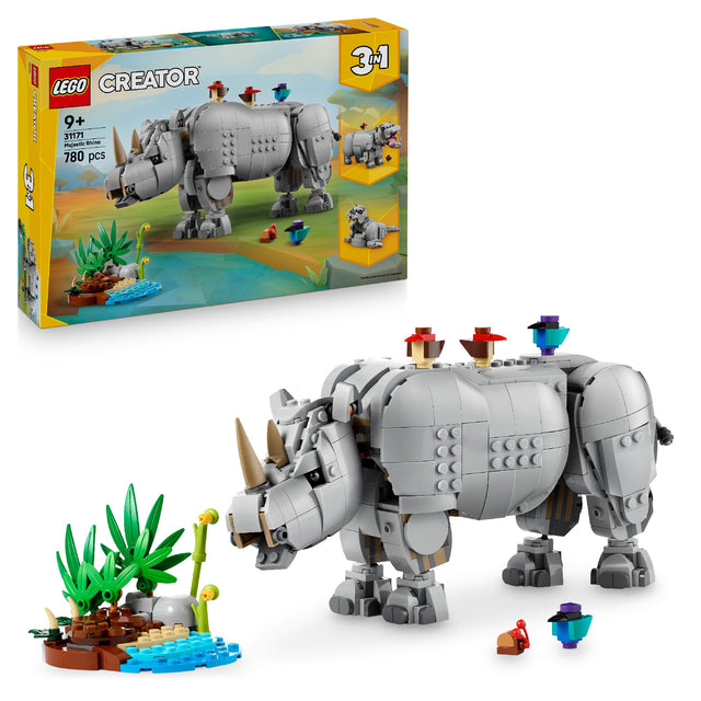 Lego Creator 3-In-1 Wild Animals: Majestic Rhino With Birds 31171 Age: 9+