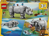 Lego Creator 3-In-1 Wild Animals: Majestic Rhino With Birds 31171 Age: 9+