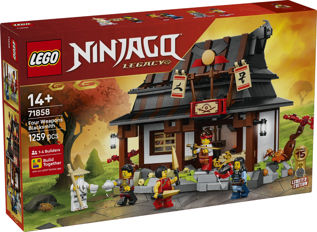 LEGO NINJAGO FOUR WEAPONS BLACKSMITH 15TH ANNIVERSARY 71858 AGE: 14+