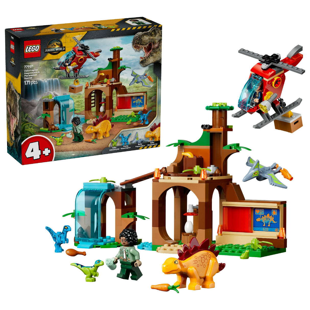 LEGO 77981 JURASSIC WORLD Velociraptor, Stegosaurus & Pteranodon Rescue AGE: 4+