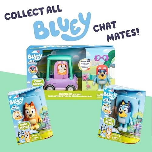 Bluey Chat Mates Grannies Car with Janet Press Her Nose and Hear 10 of Her Phrases from the Show Ages 3+