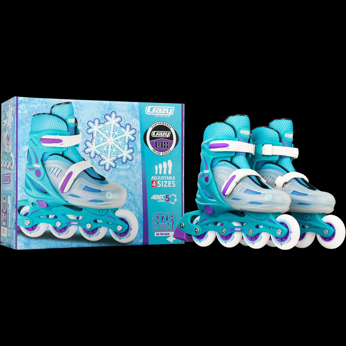 CRAZY SKATES 148 SMALL J11-1 TEAL GLITTER