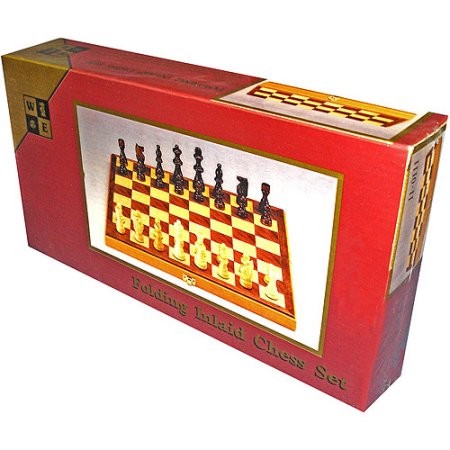 Wood Travel Chess Set- 11.5 in Walnut Veneer Board