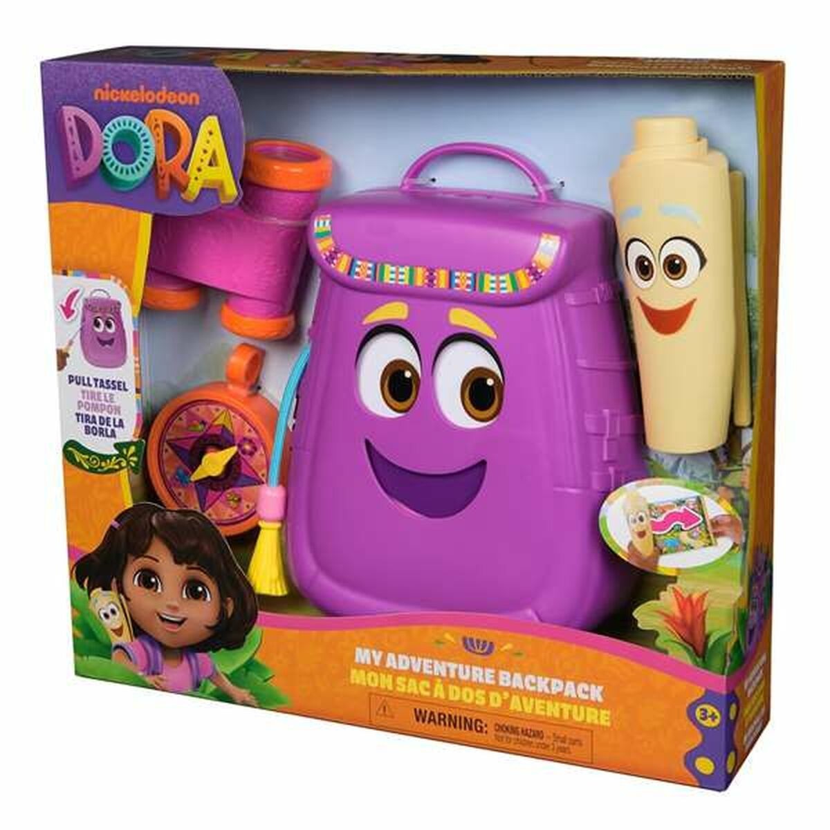 Dora  My Adventure Backpack  with Retractable Map  Toy Binoculars & Compass  for Kids 3+