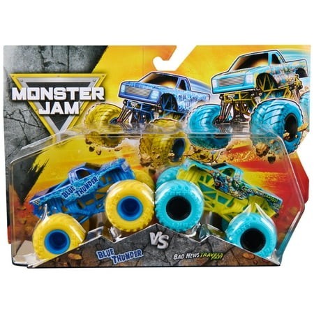 Monster Jam Smash Die-Cast Monster Trucks - Blue Thunder Vs. Bad New Travels Fast