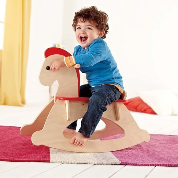 Hape Rock And Ride Kids Wooden Toy Rocking Horse With Handles For Toddler Riders