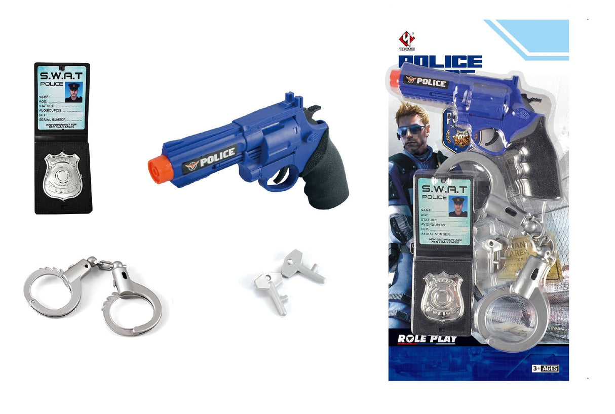 POLICE FORCE GUN CUFFS AND BADGE SET