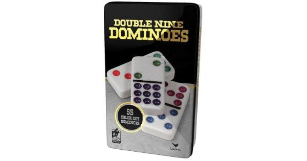 CLASSIC DOUBLE 9 COLOURED DOMINOES IN TIN