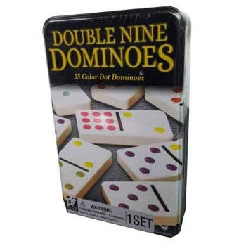 CARDINAL DOUBLE-NINE COLOURED DOMINOES TIN