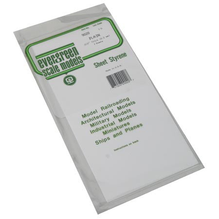 Evergreen White Polystyrene Sheet 0.020 x 6 x 12 / 0.51mm x 15cm x 30cm (3)