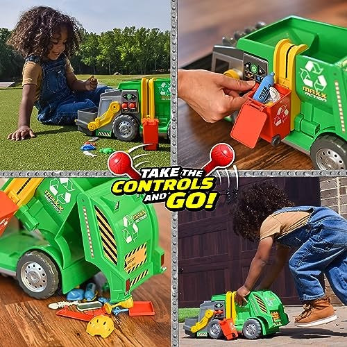 Maxx Action 3-n-1 Maxx Recycler Garbage Truck With Lights Sounds And Motorized Drive Includes 16 Accessories