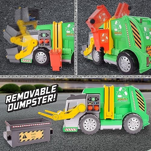 Maxx Action 3-n-1 Maxx Recycler Garbage Truck With Lights Sounds And Motorized Drive Includes 16 Accessories