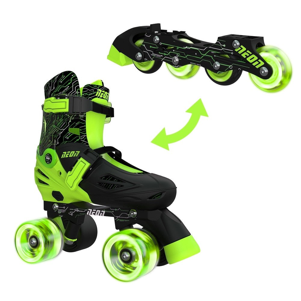 Yvolution Neon 2in1 Combo Skates Black/Green Size 12-2