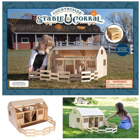 Countryside Stable & Corral - Imaginative Play for Ages 4 to 10 - Fat Brain Toys