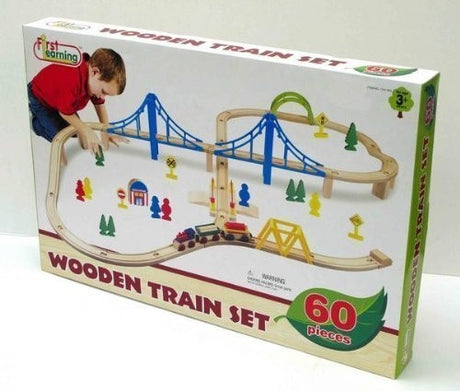 WOODEN TRAIN SET 60PC