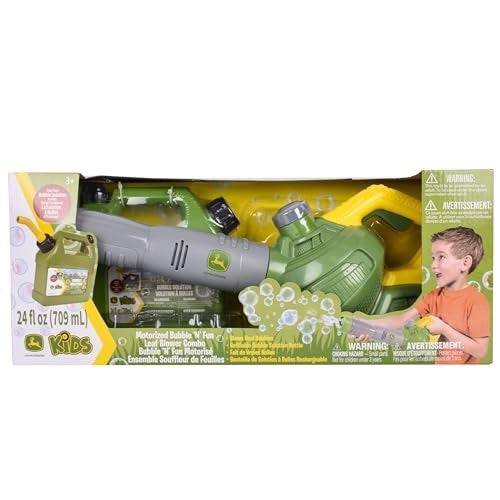 John Deere Bubble Leaf Blower Toy for Kids Includes 24oz Bubble Refill Gas Can, Outdoor Bubble Machine for Kids, Easy to Use, Outdoor Play, Great Gift