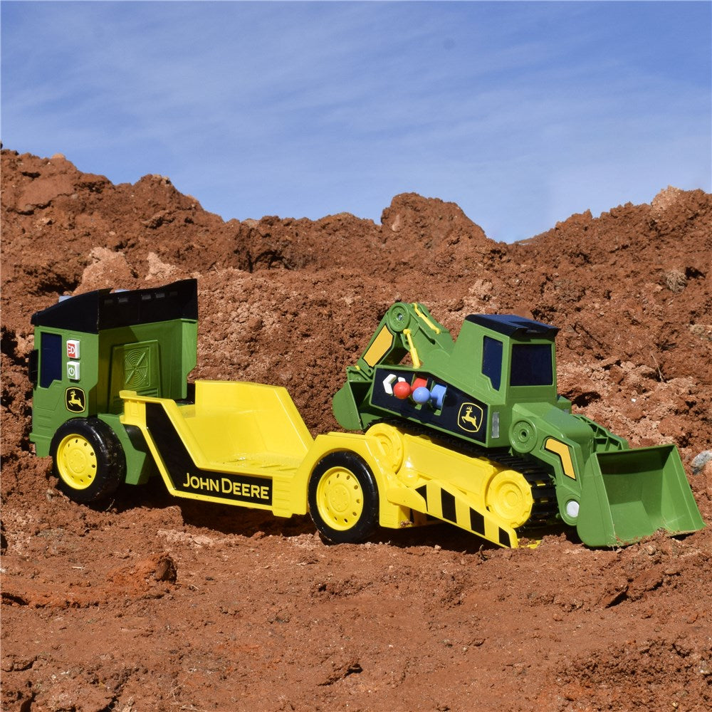 John Deere 24'' 2-n-1 Mega Mover - Large Toy Truck With Lights, Sounds And Motorized Drive | Realistic Dump Truck And Trailer With Dual Joystick Contr