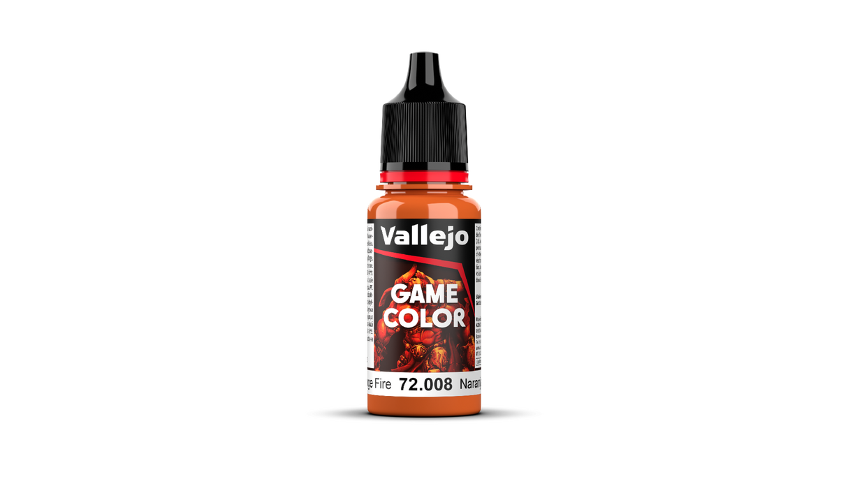 Vallejo Game Colour Orange Fire 18ml Acrylic Paint - New Formulation
