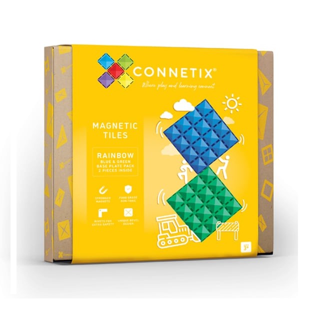 Connetix Tiles Rainbow Base Plate Blue & Green 2pc